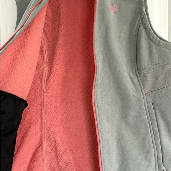 Ariat Gray Jacket with Red Lining - Picture 2 of 4